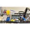 Image 3 : SHELF LOT OF ASSORTED ITEMS INCLUDING; CAR RADIO, CAR WINDSHIELD SHADE COVER, NON SLIP PEDALS, AND
