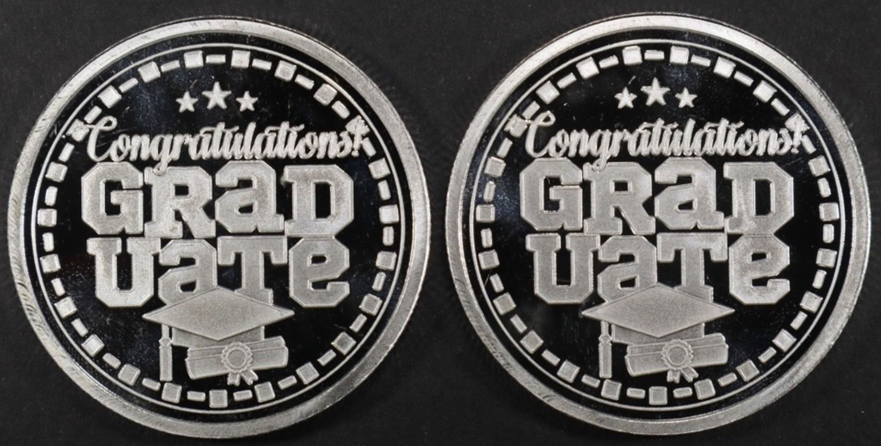 (2) 1 OZ .999 SILVER 2024 CONGRATS GRAD ROUNDS