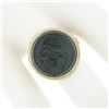 Image 3 : Vintage 14K Gold Round Bezel Carved Hematite Intaglio Knight Twisted Wire Ring