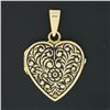 Image 2 : NEW 14k Yellow Gold Engraved Floral Work w/ Black Enamel Heart Locket Pendant