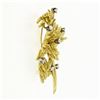 Image 6 : Vintage 18K Yellow Gold 0.65 ctw Diamond Detailed Textured Leaf Flower Brooch Pi