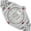Rolex Ladies Quickset Stainless Steel Silver Index Diamond And Ruby Date Watch W