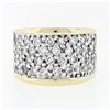 Image 4 : Vintage BREV 14k Gold & Platinum 1.56 ctw 4 Row Pave Diamond Wide Bombe Band Rin