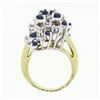 Image 8 : Vintage 18K Gold 2.20 ctw Royal Blue Sapphire Diamond Tiered Cocktail Cluster Ri