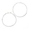 Image 5 : Italian 18K White Gold 0.25 ctw Round Diamond 50mm Large Wavy Modern Hoop Earrin