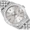 Rolex Mens 36MM Stainless Steel Silver Index Dial 18K Gold Pyramid Diamond Bezel