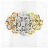 Image 1 : 18K Tri Color Gold 0.75 ctw Round Diamond Flexible Moving Top Floral Textured Ri