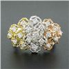 Image 2 : 18K Tri Color Gold 0.75 ctw Round Diamond Flexible Moving Top Floral Textured Ri