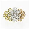 Image 4 : 18K Tri Color Gold 0.75 ctw Round Diamond Flexible Moving Top Floral Textured Ri