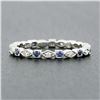 Image 2 : Vintage 18K Gold Diamond Sapphire Alternating Marquise Square Eternity Band Ring