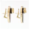 Image 4 : Large Vintage 14k Yellow Gold Bezel Black Onyx & 0.60 ctw Diamond Button Earring