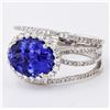Image 2 : 4.27 ctw Tanzanite and 0.70 ctw Diamond 18K White Gold Ring