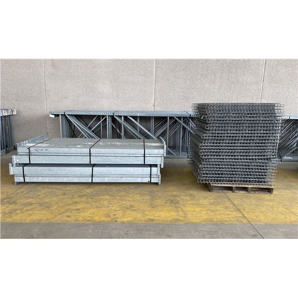 14 BAYS GALVANIZED INDUSTRIAL PALLET RACKING (15) UPRIGHTS 16FT X 4FT, (60) SIDE BEAMS