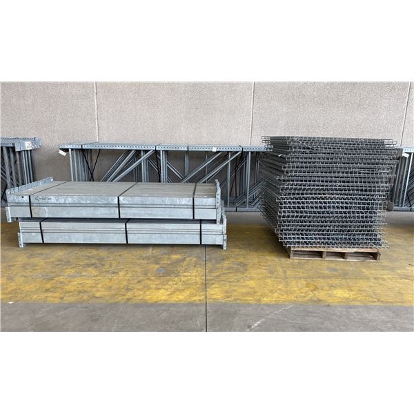 14 BAYS GALVANIZED INDUSTRIAL PALLET RACKING (15) UPRIGHTS 16FT X 4FT, (60) SIDE BEAMS