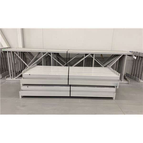 14 BAYS GREY INDUSTRIAL PALLET RACKING (15) UPRIGHTS 16FT X 4FT AND (60) SIDE BEAMS