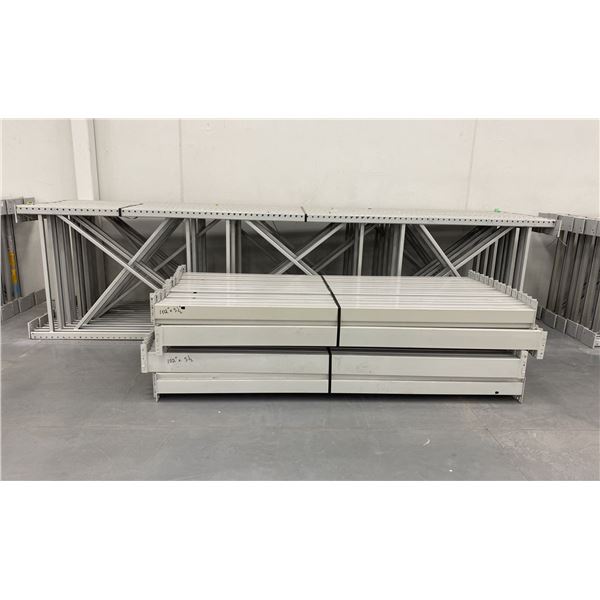 14 BAYS GREY INDUSTRIAL PALLET RACKING (15) UPRIGHTS 16FT X 4FT AND (60) SIDE BEAMS