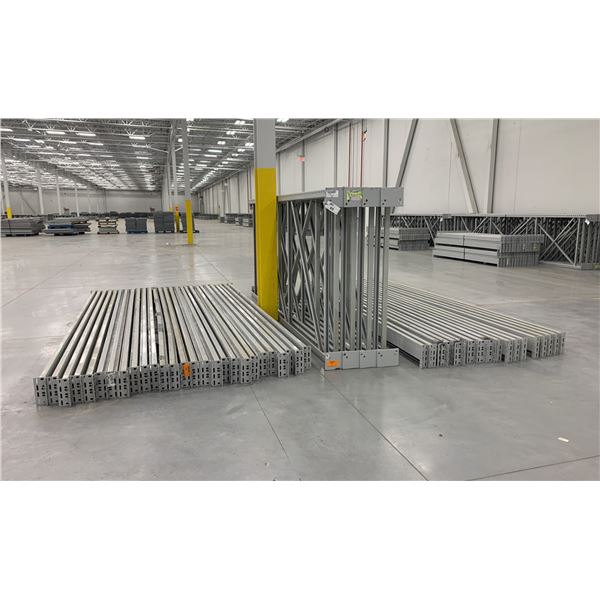 7 BAYS GREY INDUSTRIAL PALLET RACKING (8) UPRIGHTS 12FT X 5FT AND (45) SIDE BEAMS