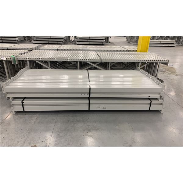 14 BAYS GREY INDUSTRIAL PALLET RACKING (15) UPRIGHTS 144  X 28  AND (60) SIDE BEAMS