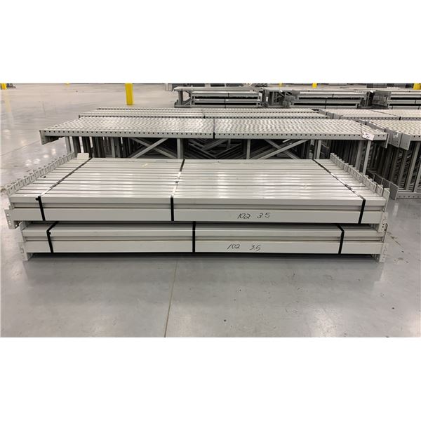 14 BAYS GREY INDUSTRIAL PALLET RACKING (15) UPRIGHTS 144" X 28" AND (60) SIDE BEAMS