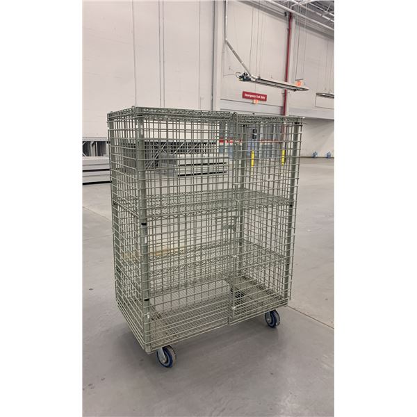 GREY METAL HEAVY DUTY WIRE SECURITY/LOCK UP MOBILE STORAGE CAGE