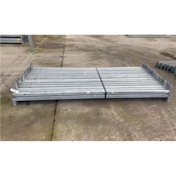 GROUP OF 30 GALVANIZED PALLET RACKING SIDE BEAMS 102" X 2.5"