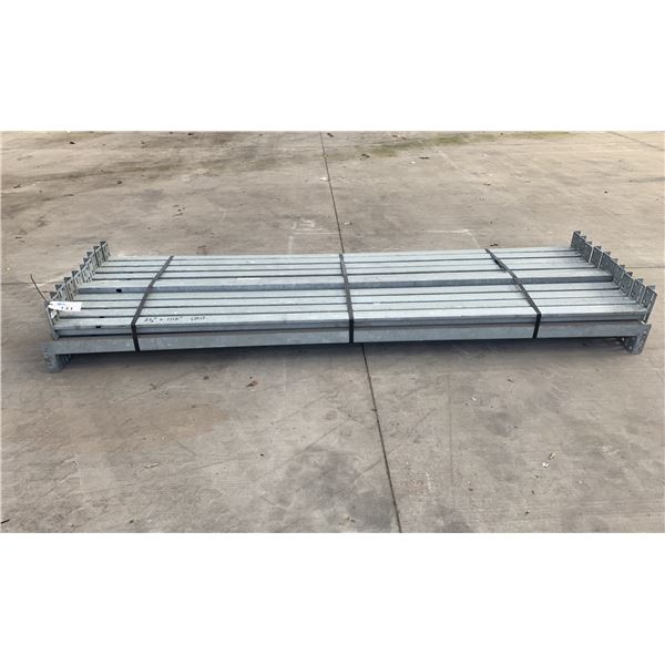 GROUP OF 20 GALVANIZED PALLET RACKING SIDE BEAMS 102  X 2.5 