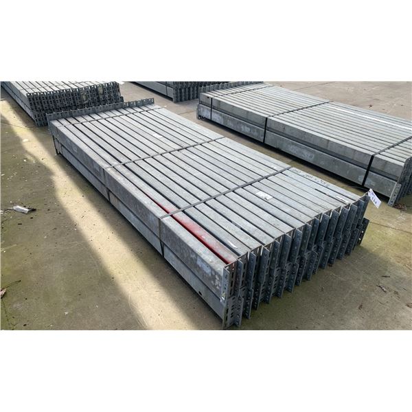 GROUP OF 30 GALVANIZED PALLET RACKING SIDE BEAMS 102  X 5.5 