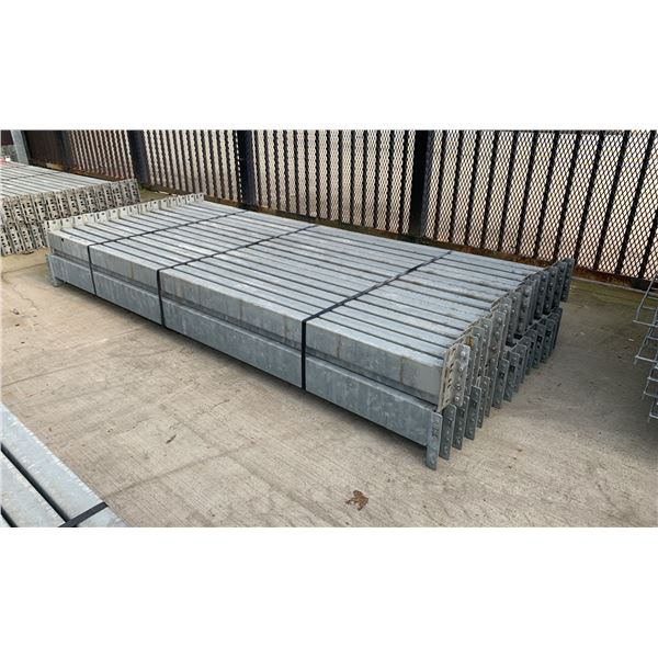 GROUP OF 30 GALVANIZED PALLET RACKING SIDE BEAMS 102" X 5.5"