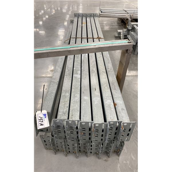 GROUP OF 14 GALVANIZED PALLET RACKING SIDE BEAMS 102" X 5.5"