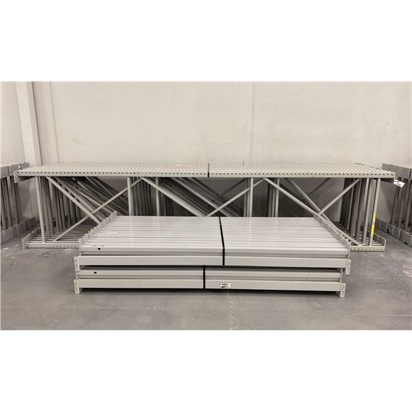 14 BAYS GREY INDUSTRIAL PALLET RACKING (15) UPRIGHTS 192  X 42  AND (60) SIDE BEAMS