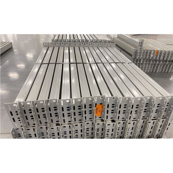 GROUP OF 30 GREY INDUSTRIAL PALLET RACKING SIDE BEAMS 60" X 3.5"