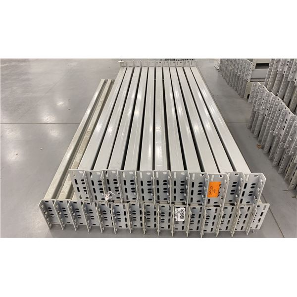 GROUP OF 26 GREY INDUSTRIAL PALLET RACKING SIDE BEAMS 73  X 5.5 