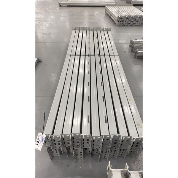 GROUP OF 22 GREY INDUSTRIAL PALLET RACKING SIDE BEAMS 102" X 5.5"