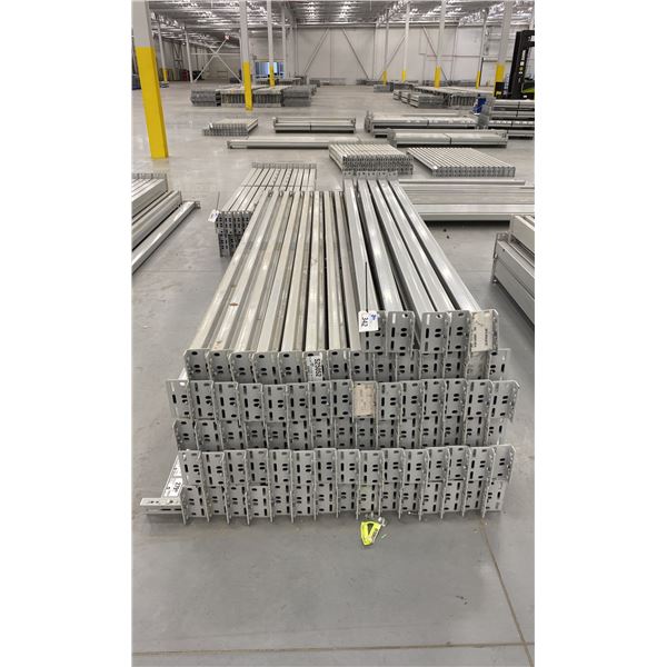 GROUP OF 80 GREY INDUSTRIAL PALLET RACKING SIDE BEAMS 102  X 3.5 