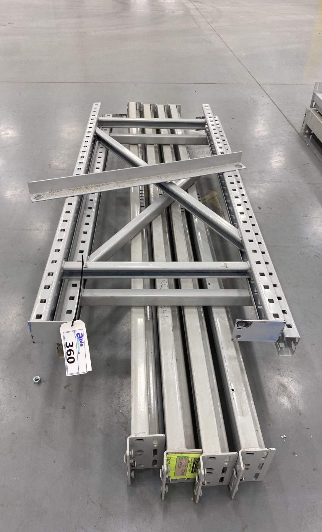 SMALL GREY INDUSTRIAL RACKING UNIT (2) 5FT UPRIGHTS, (4) 84