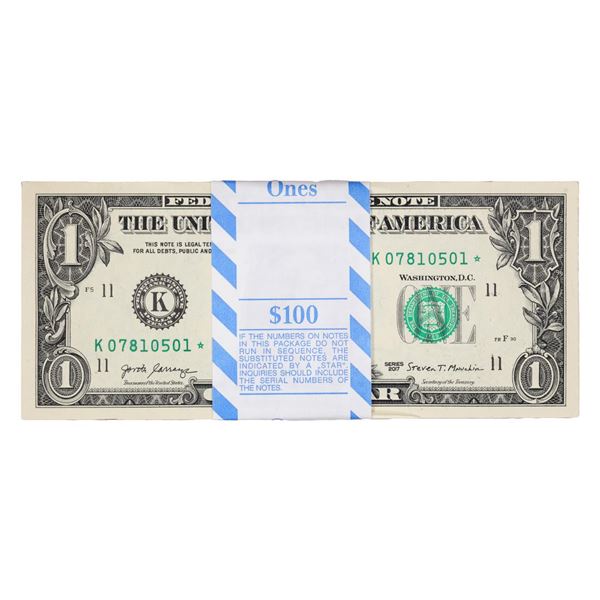 Pack of (100) Consecutive 2017 $1 Federal Reserve STAR Notes Dallas