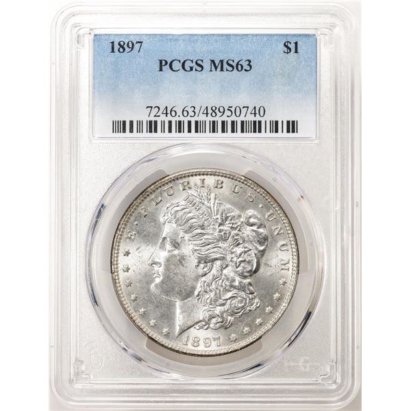 1897 $1 Morgan Silver Dollar Coin PCGS MS63