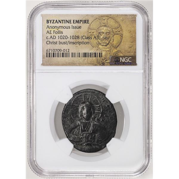 Byzantine Empire 1020-1028 c.AD Class A3 Anonymous Issue AE Follis Ancient Coin NGC