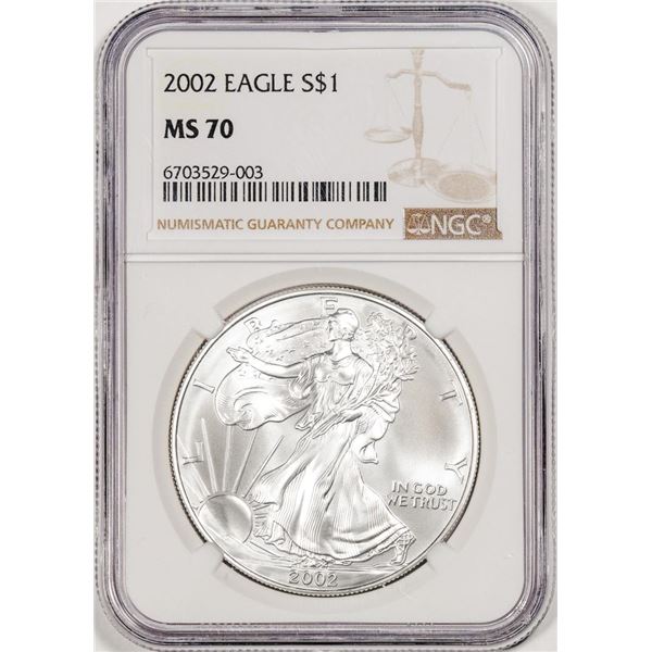 2002 $1 American Silver Eagle Coin NGC MS70