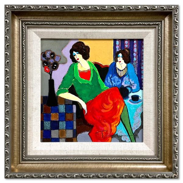 Itzchak Tarkay (1935-2012) "Sisters" Original Mixed Media on Board