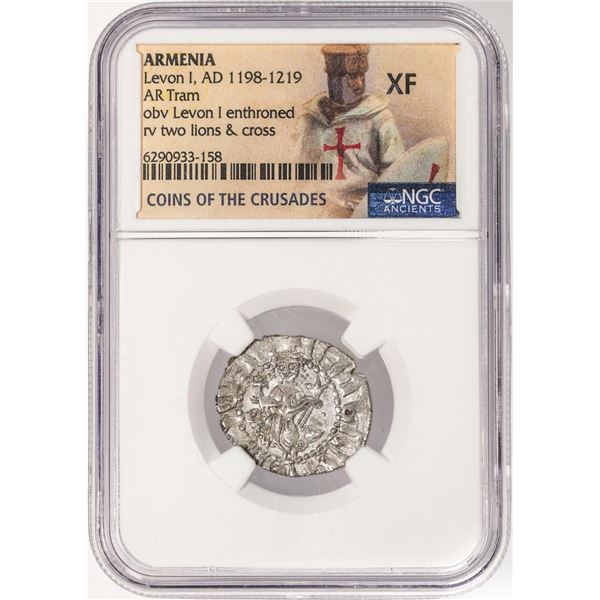 Armenia 1198-1219 AD Levon I AR Tram Coins of the Crusades Ancient Coin NGC XF