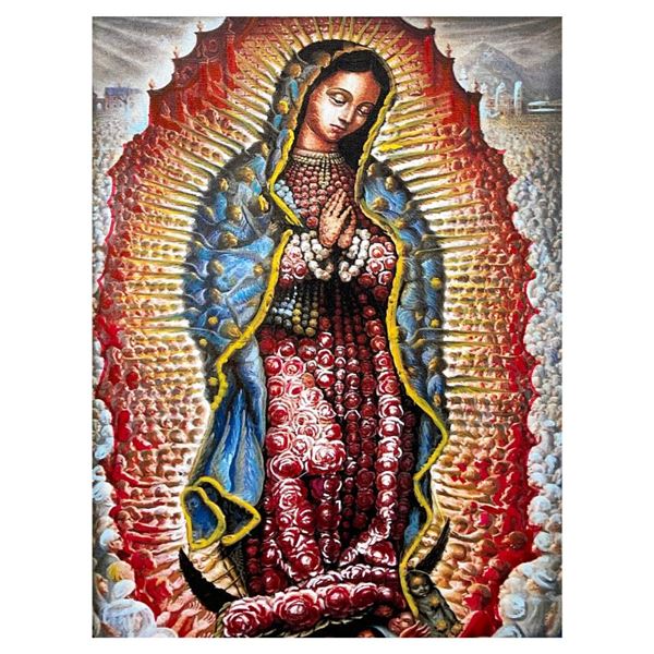 Steve Kaufman (1960-2010) "Mary" Original Mixed Media on Canvas