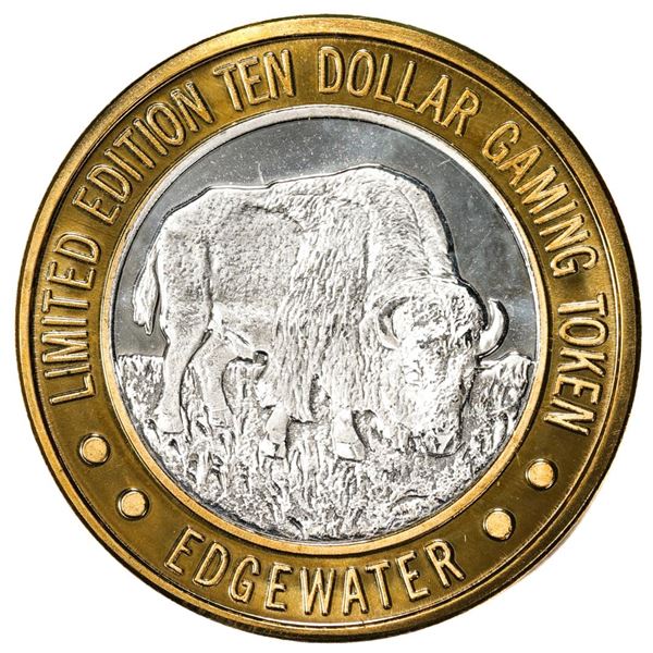 .999 Fine Silver Edgewater Laughlin, Nevada $10 Limited Edition Gaming Token