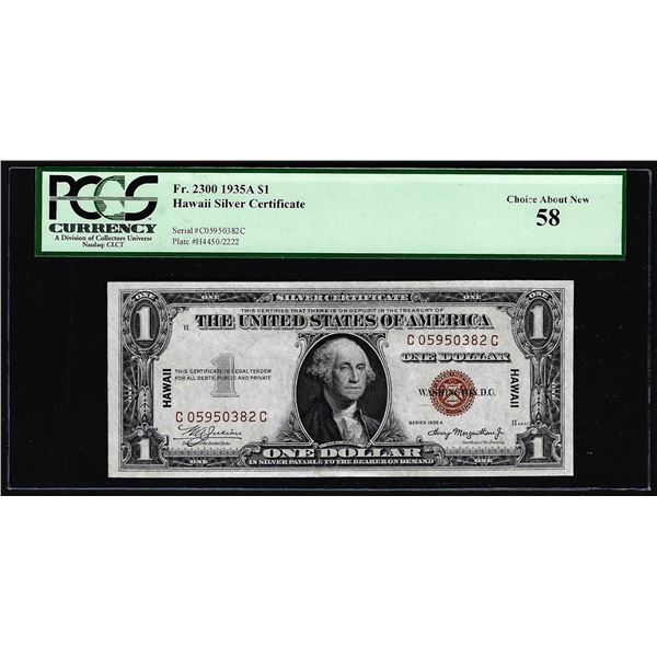 1935A $1 Hawaii WWII Emergency Issue Silver Certificate Note PCGS Choice About New 58
