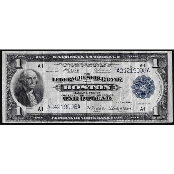 1918 $1 Federal Reserve Bank Note Boston