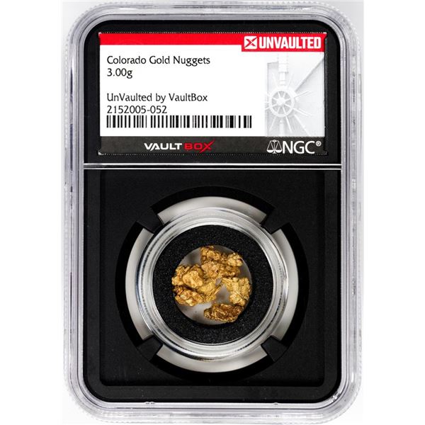 Lot of Colorado Gold Nuggets 3.00 Grams Total Weight NGC Vaultbox Unvaulted