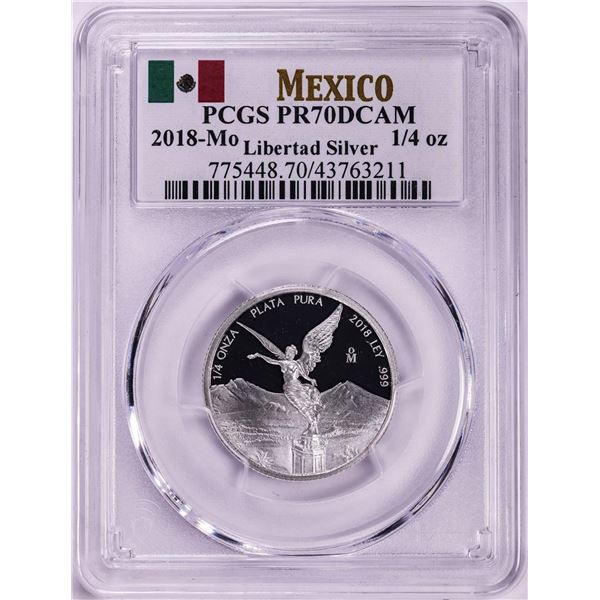 2018-Mo Mexico Proof 1/4 oz Silver Libertad Coin PCGS PR70DCAM