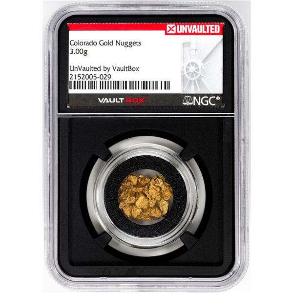 Lot of Colorado Gold Nuggets 3.00 Grams Total Weight NGC Vaultbox Unvaulted