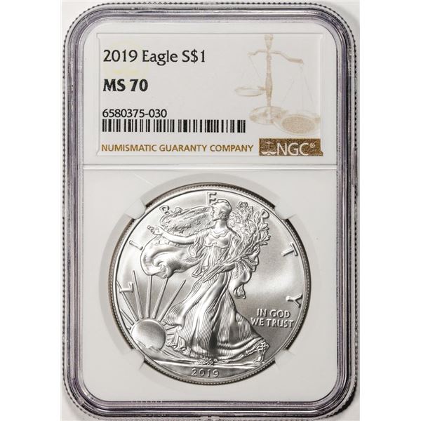 2019 $1 American Silver Eagle Coin NGC MS70