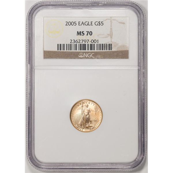 2005 $5 American Gold Eagle Coin NGC MS70